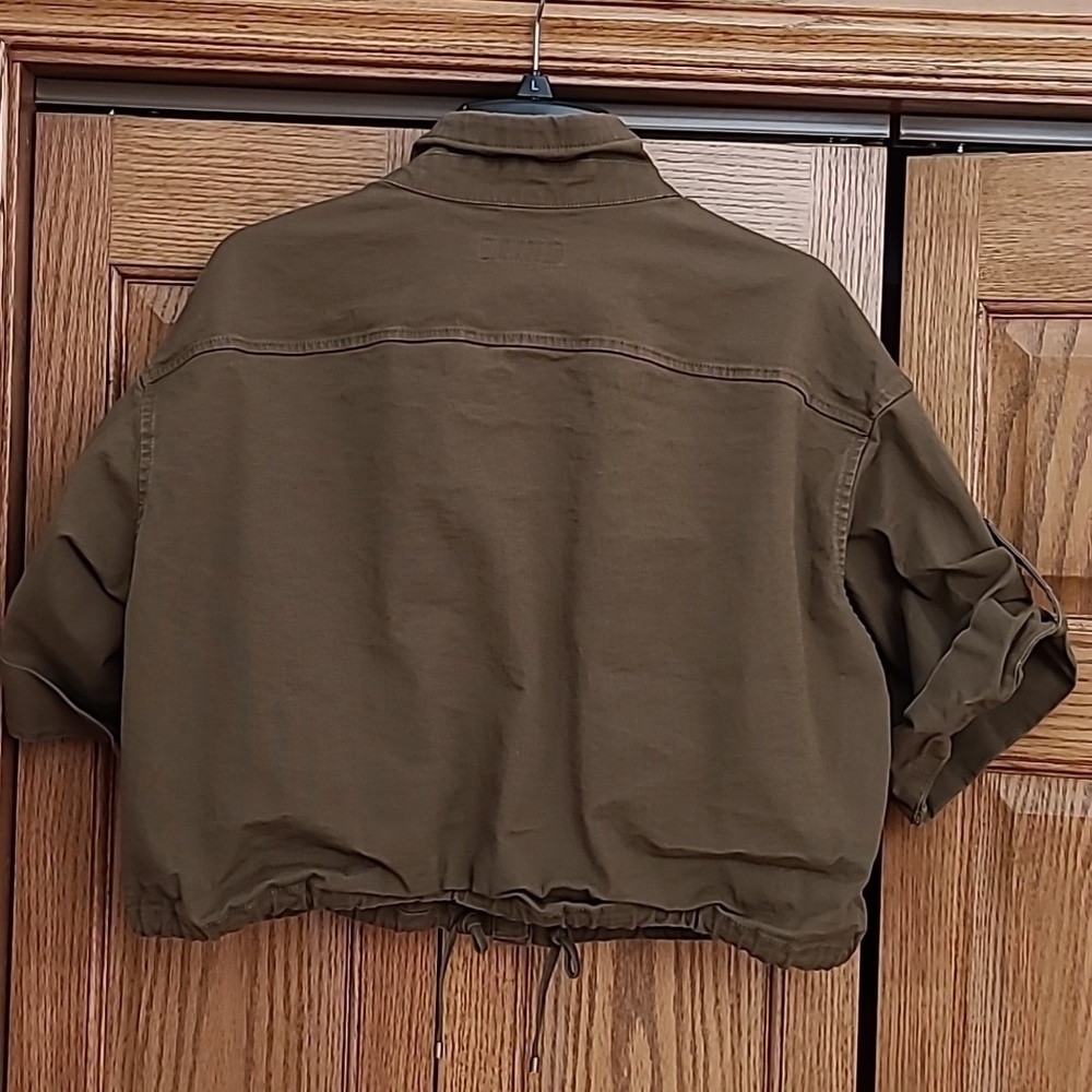 LAUREN Ralph Lauren Green cropped military jacket with drawing waist. Women 12 - Picture 7 of 15
